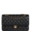 Medium Classic Double Flap Bag Black Caviar Gold Hardware.