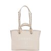 Small Deauville Shopping Bag White Boucle Light Gold Hardware.