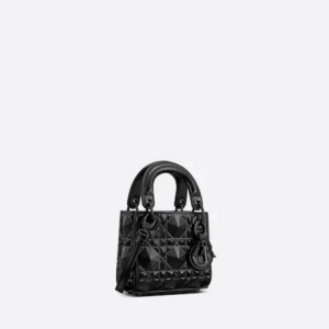 MICRO LADY DIOR BAG Black with Diamond Motif.