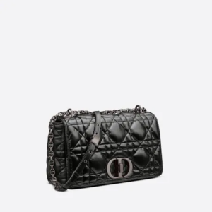 LARGE DIOR CARO BAG Black  Calfskin.
