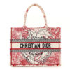 CHRISTIAN DIOR Canvas   Book Tote Red White.