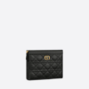 DIOR CARO ZIPPED POUCH WITH CHAIN Black.